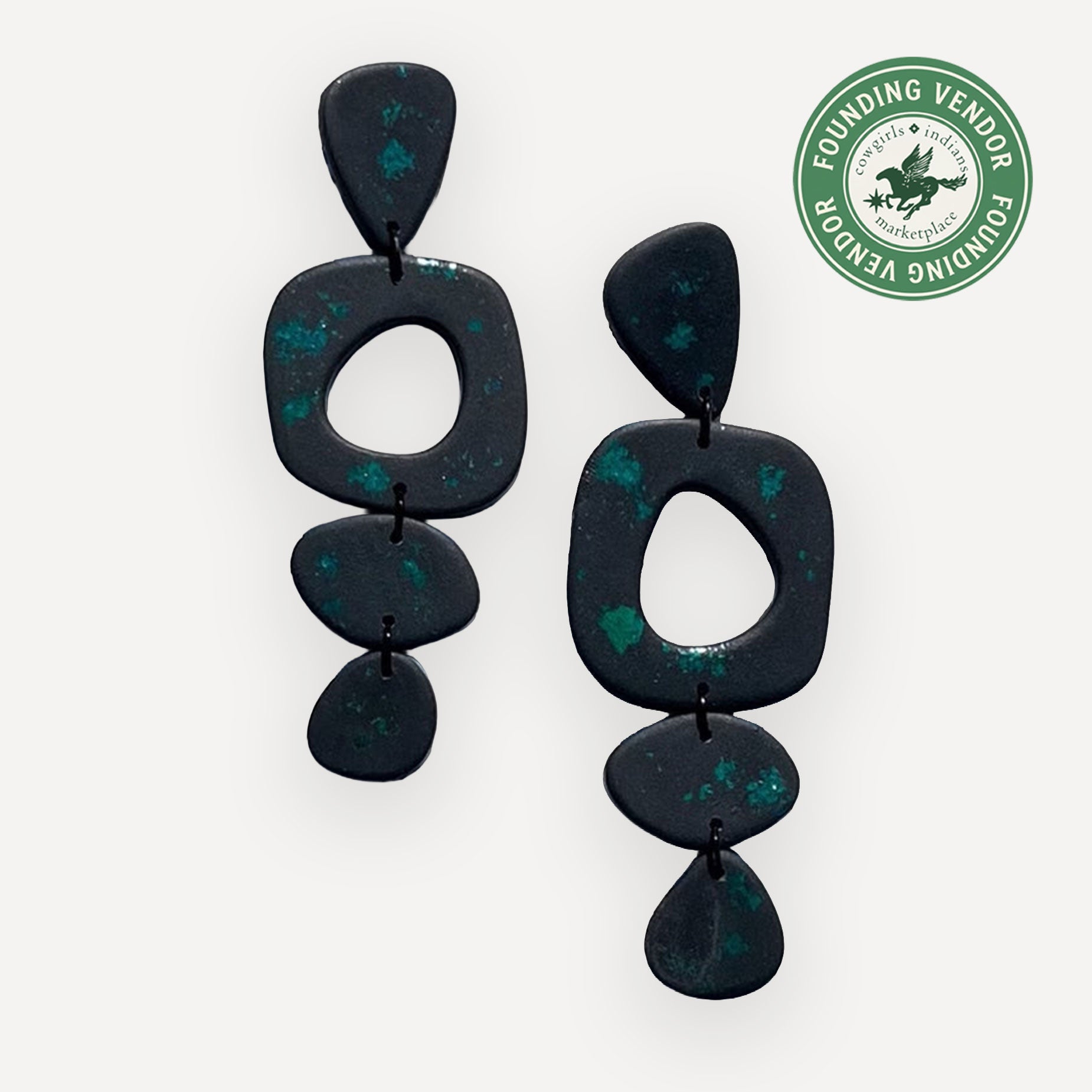 Malachite Geometric Earrings on white background