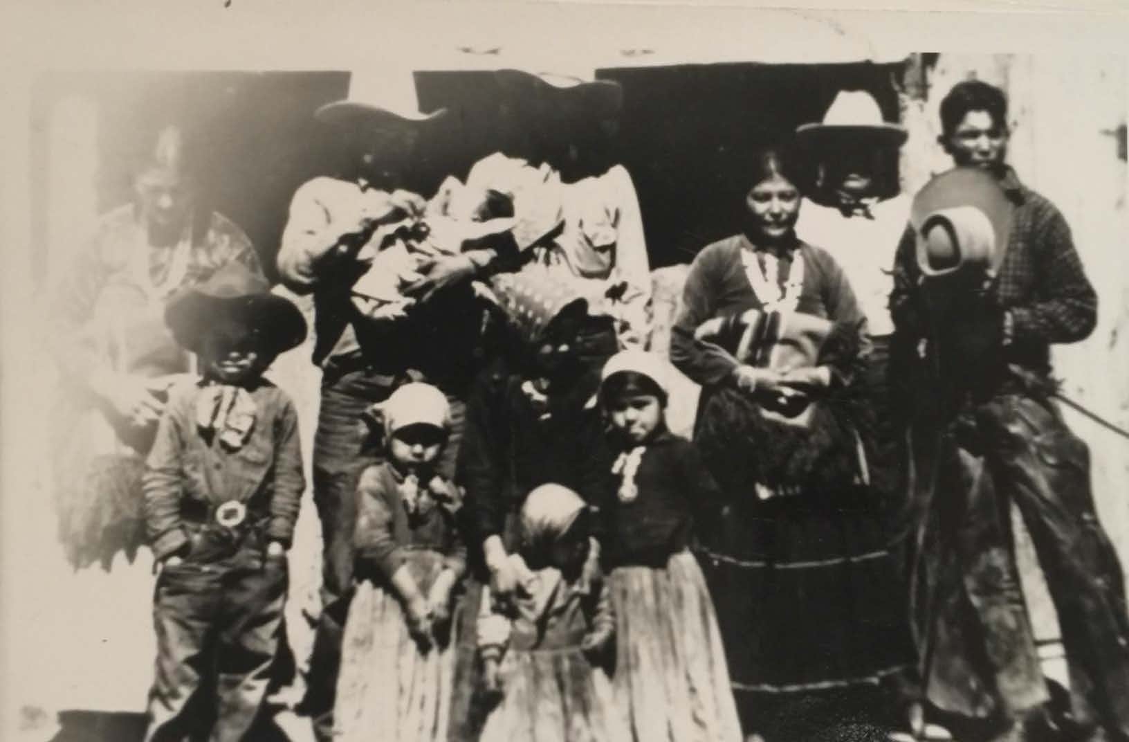 Vintage Navajo Photo of a Diné Family attending Sunday Church Service