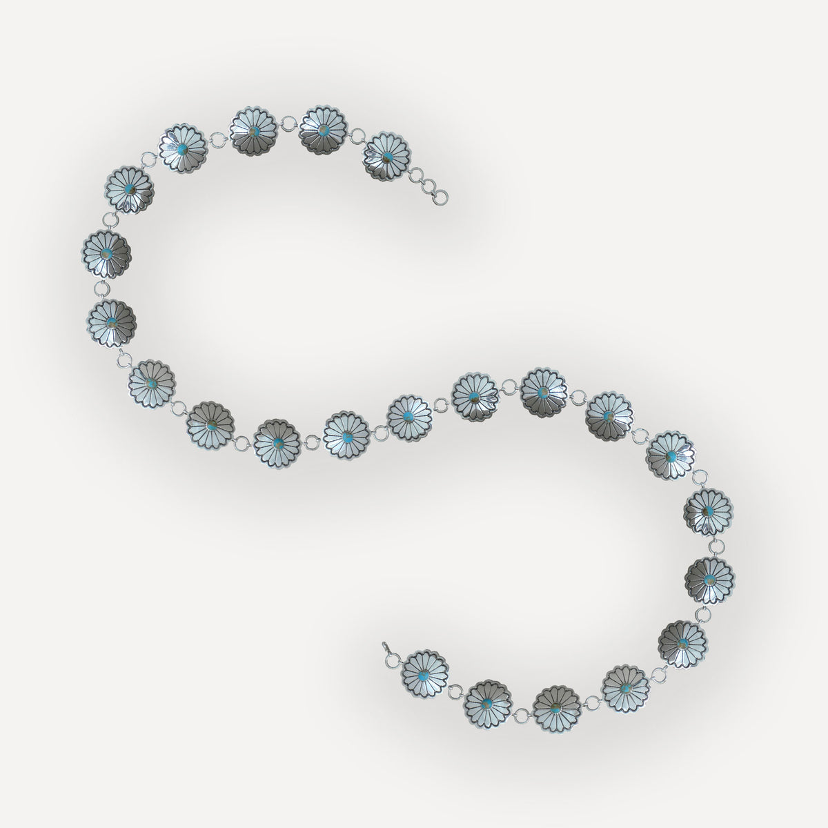 Sterling Silver Concho Belt Necklace Chimayo Trading Navajo Rugs Pueblo Pottery Fine ArtVintage  main image 2