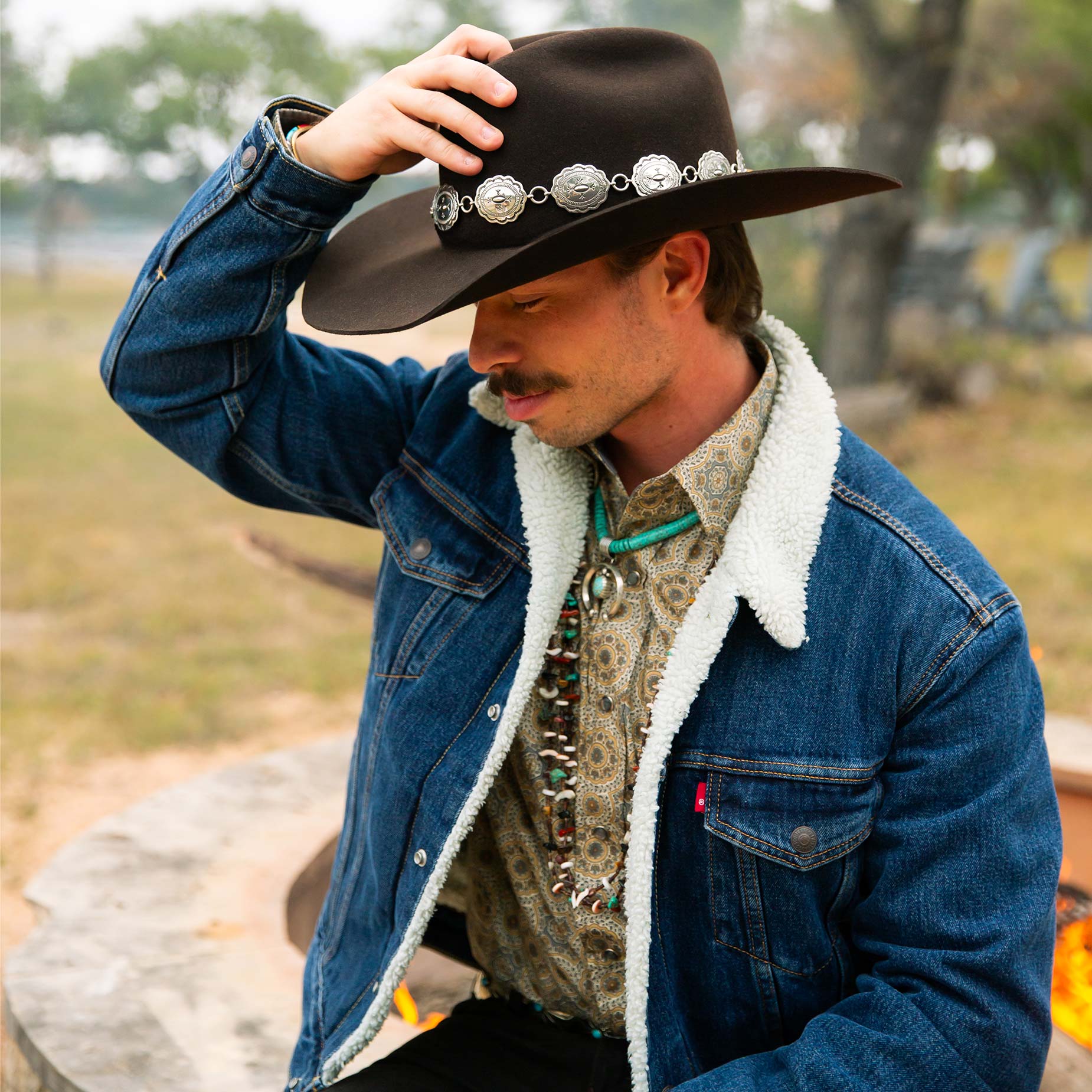 Texas Flood Silver Concho Link Hat Band