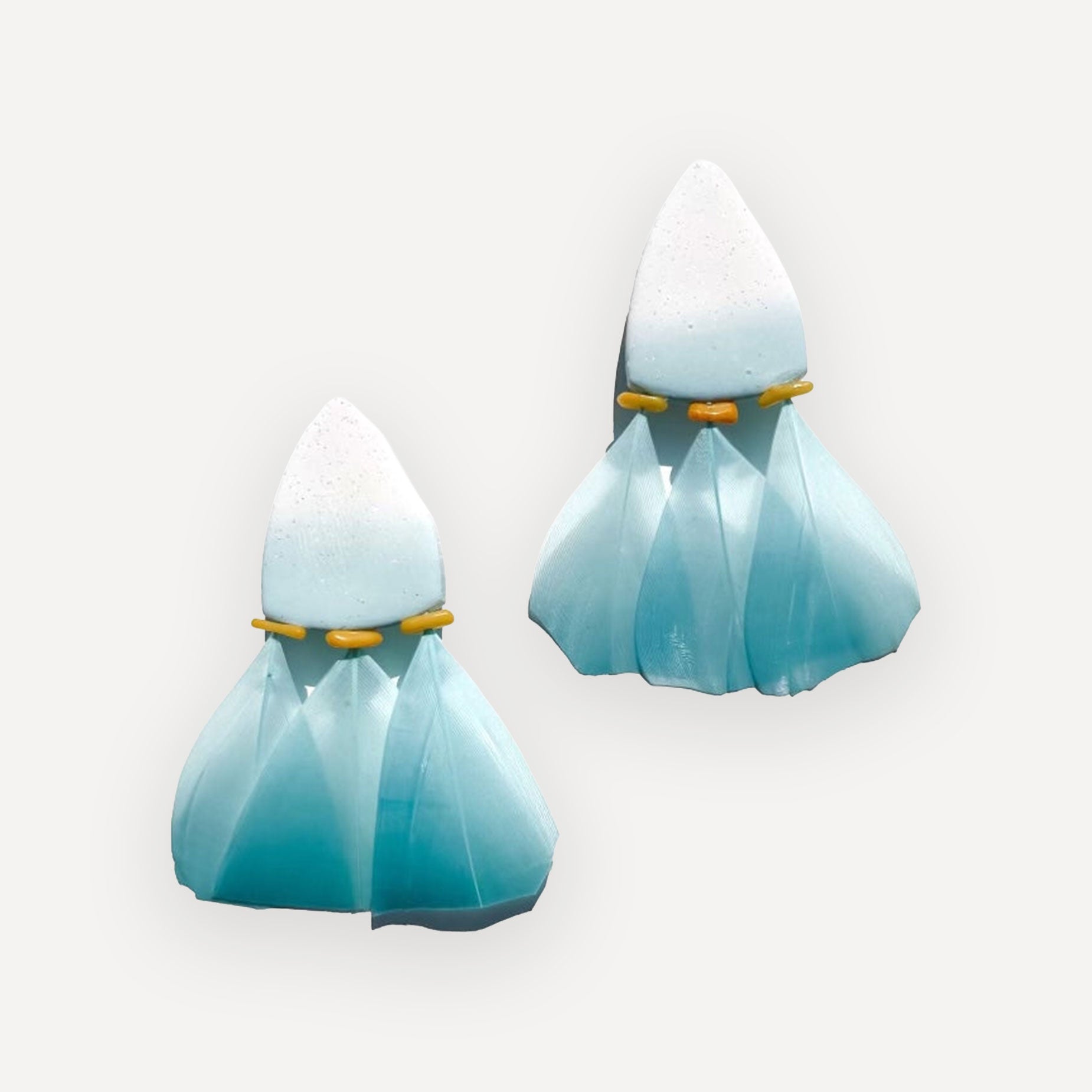 Venus Earrings in Aqua by babaloo jewelry on grey background