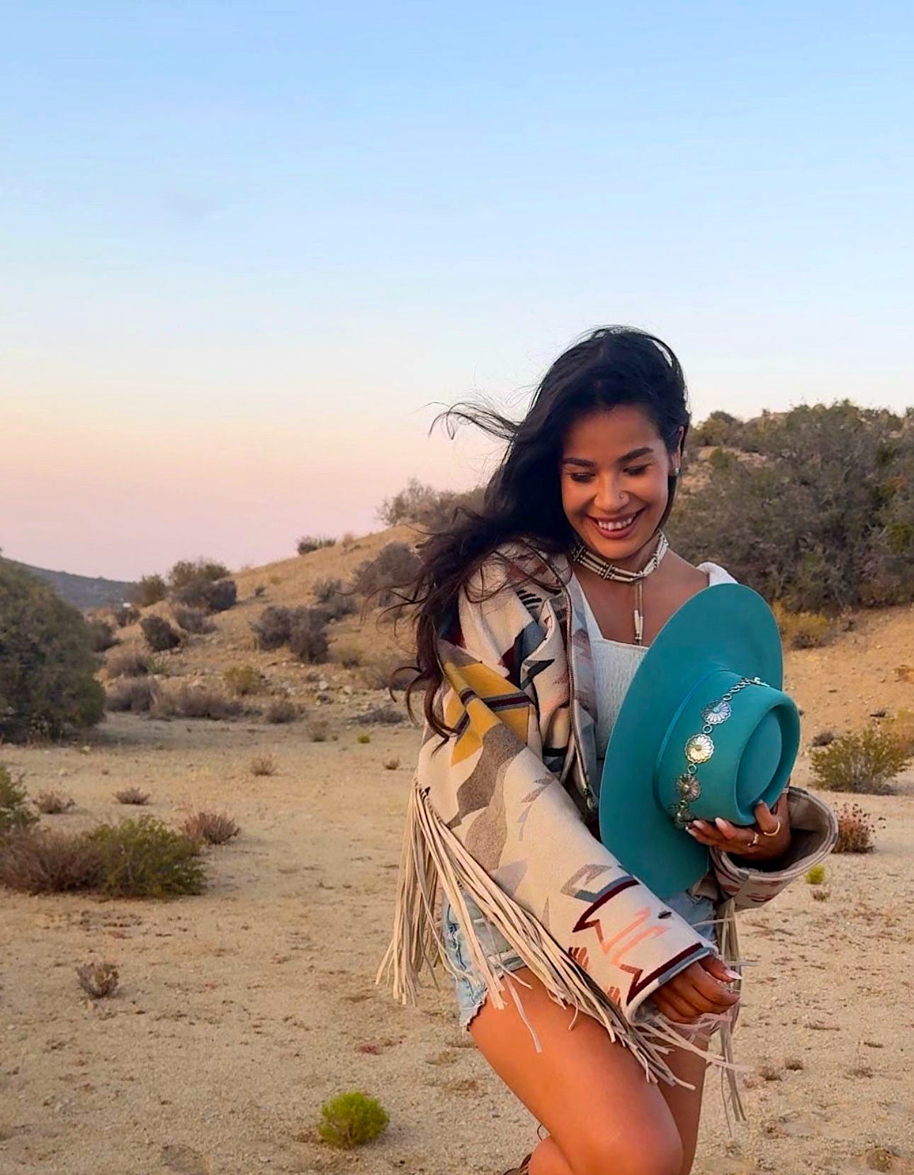 Shayla Stonechild wearing Cowgirls & Indians in Joshua Tree, California