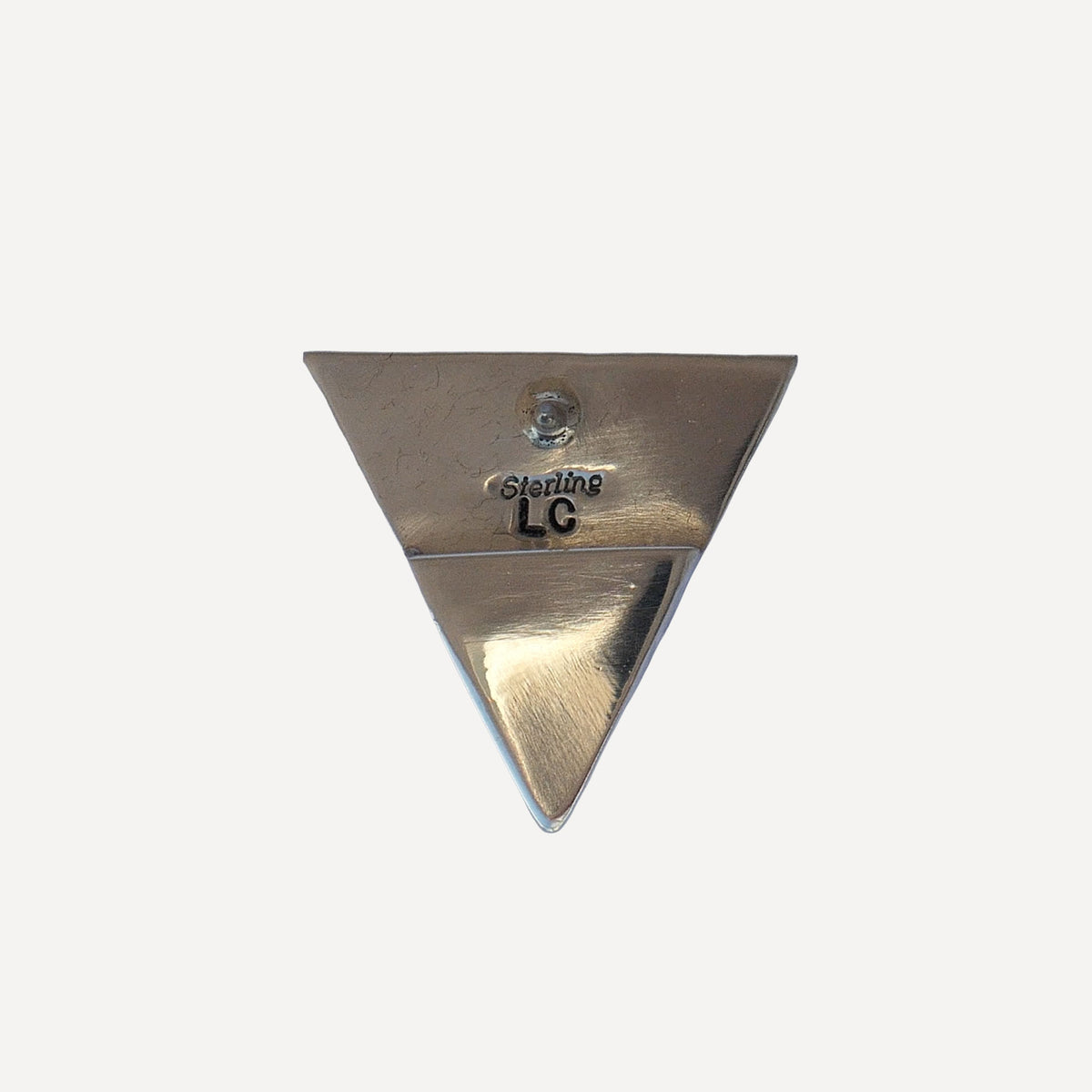 Back of two sterling silver longhorn collar tips showing secure clutch pin backings