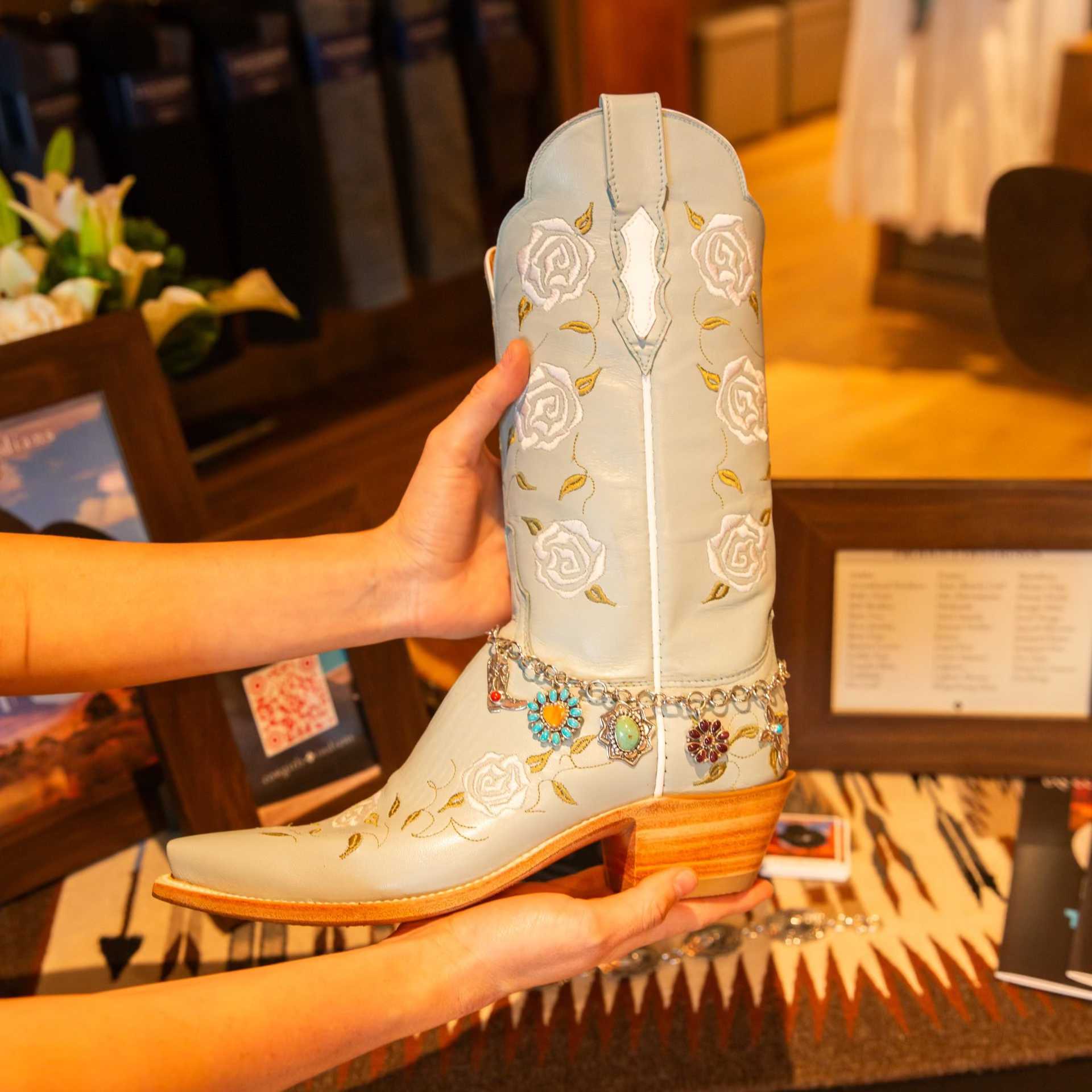 Lucchese Boot adorned with Boot Jewelry and Boot Charms